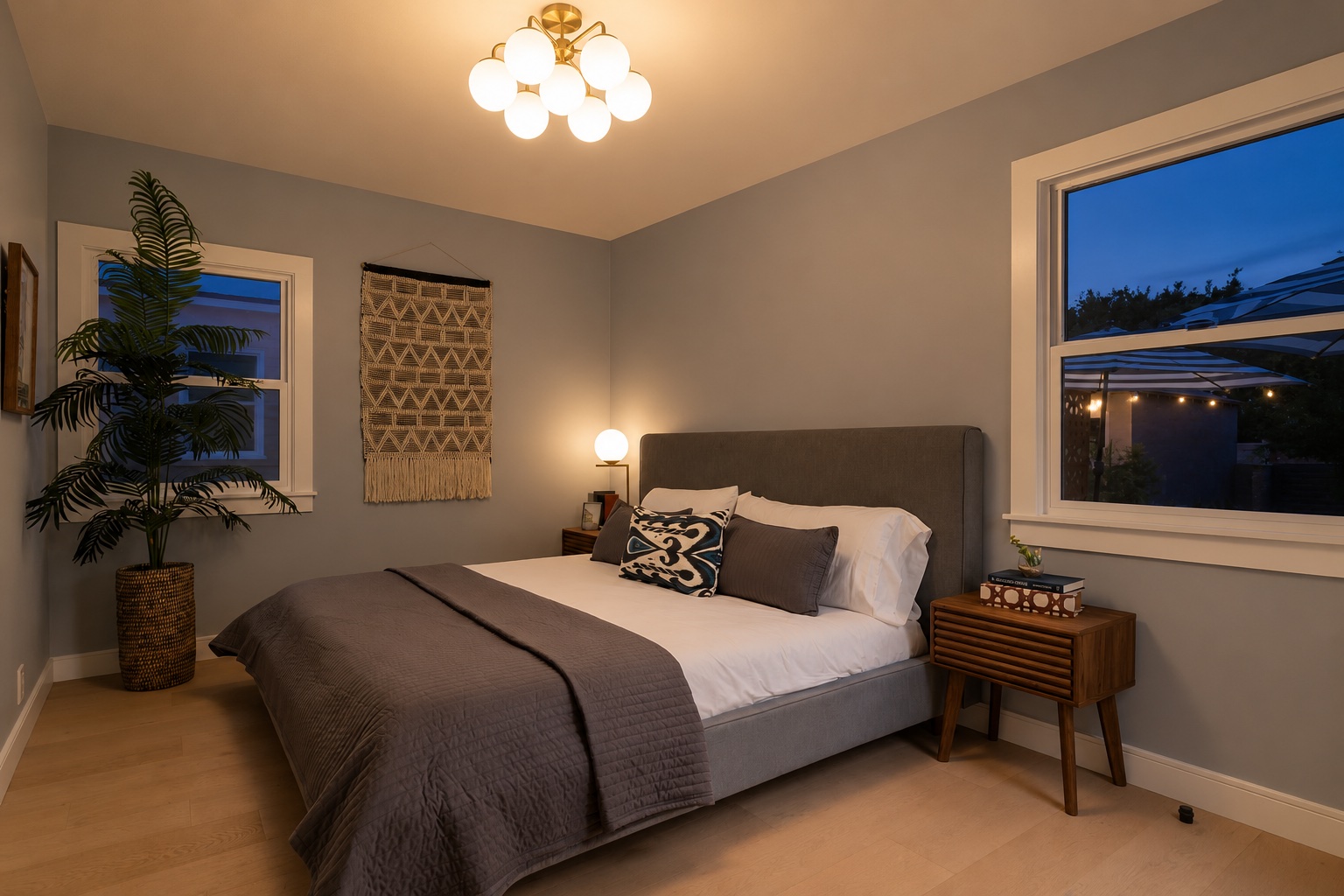Soft Gray wall preview in the default room during evening light.