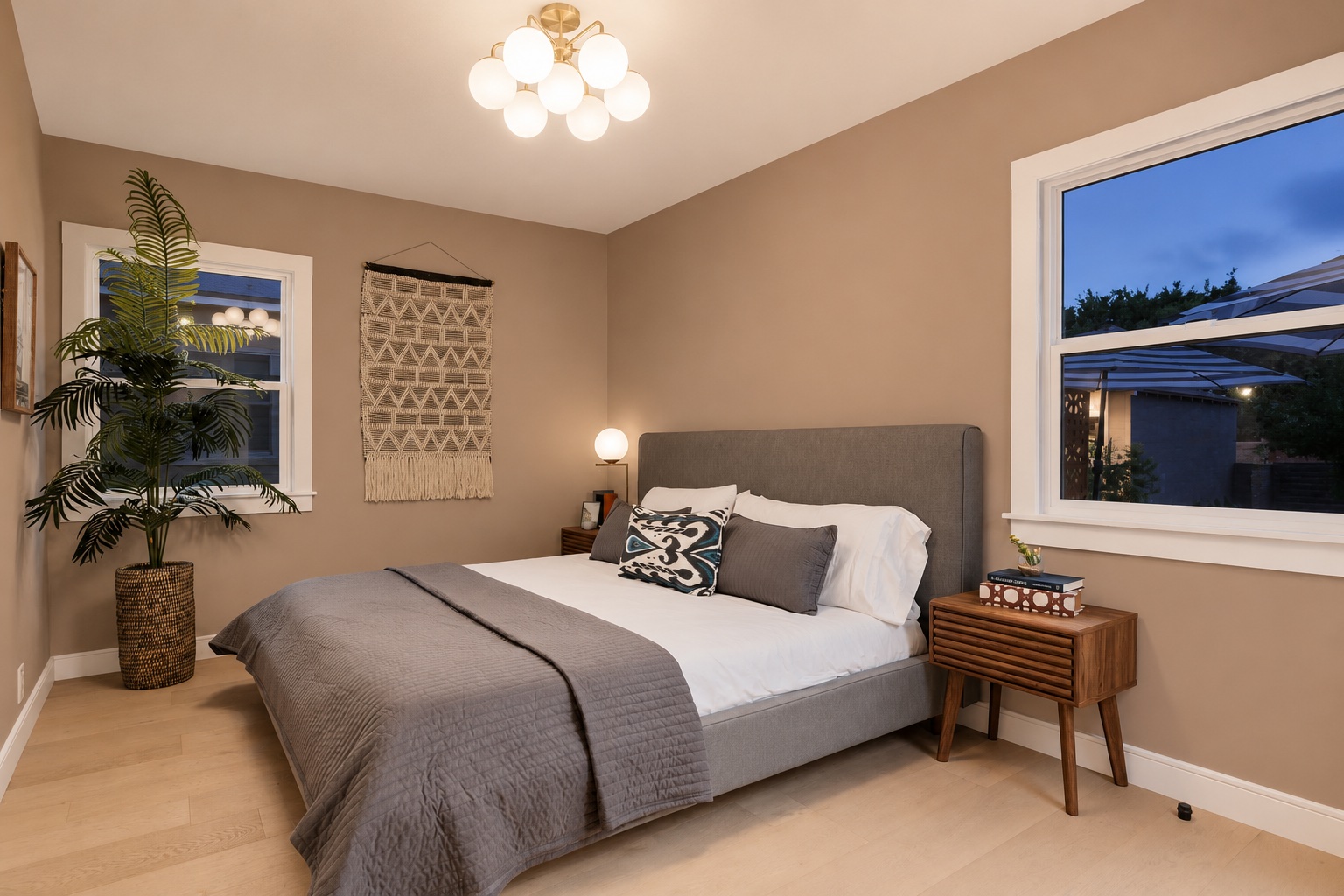Taupe wall preview in the default room during daylight.
